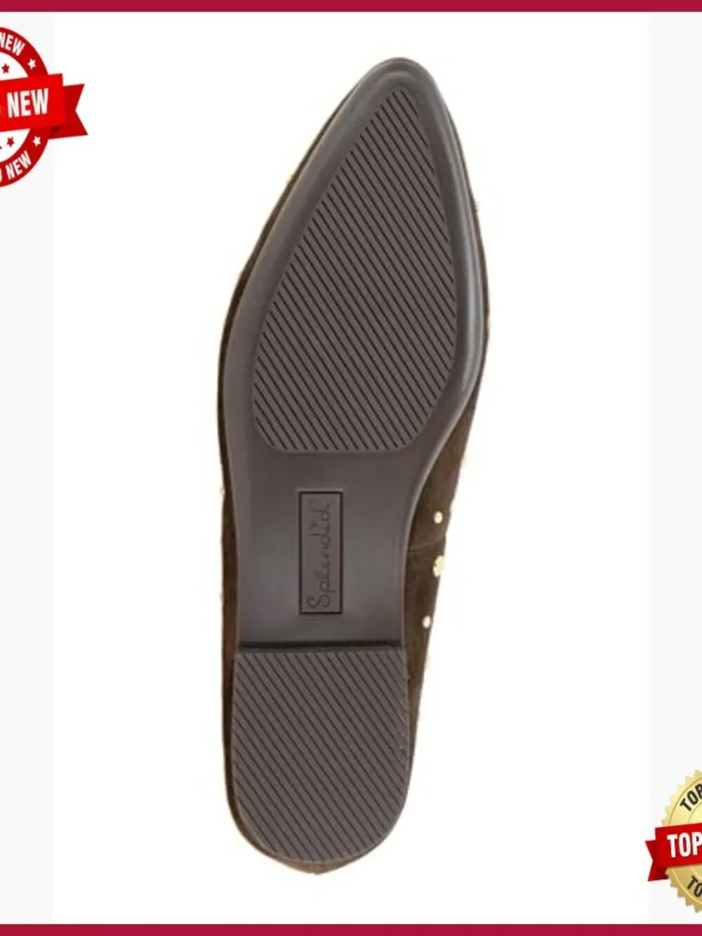 Genuine Suede Ballet Flats with Stud Details, Pointed Toe, Party Wear